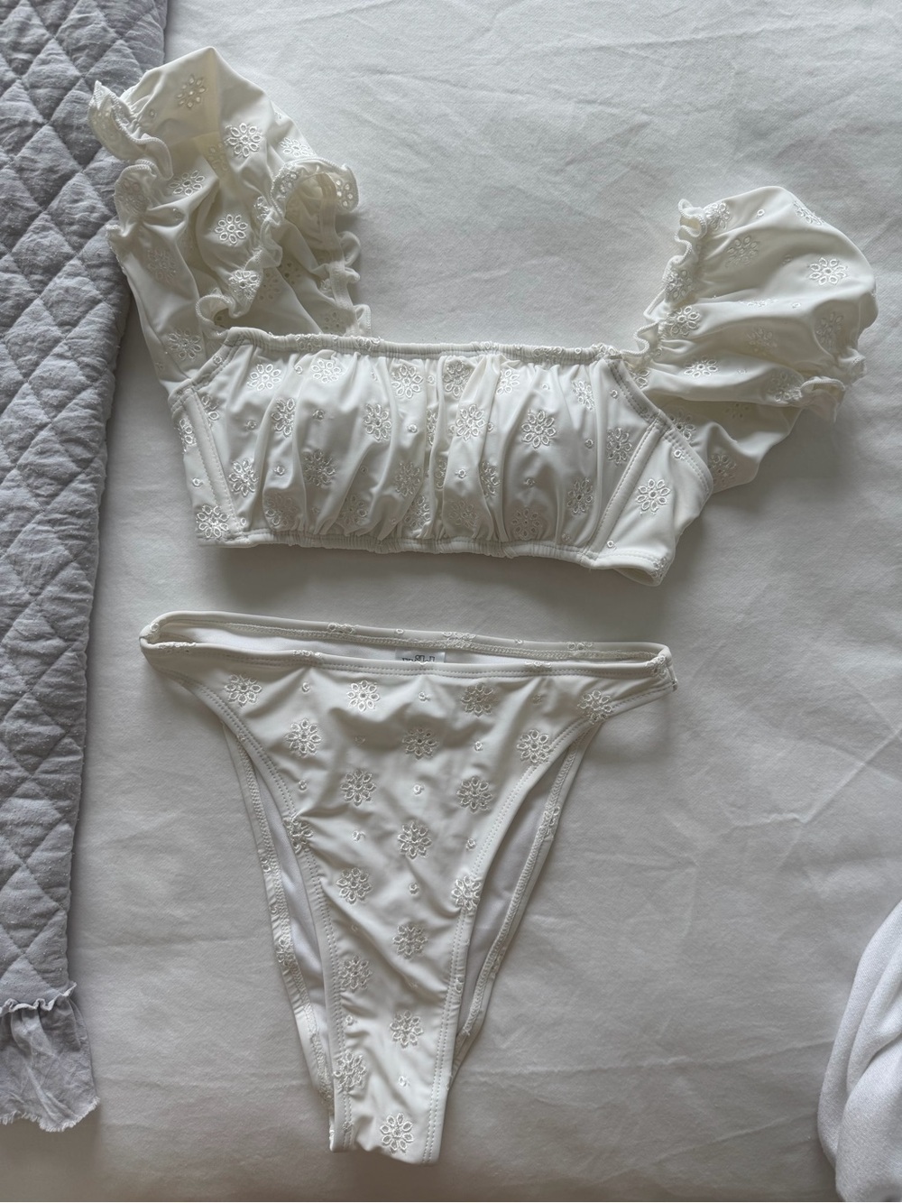 wild fable Ivory Eyelet Puff-Sleeve Bikini Set